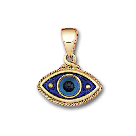 Evil Eye Amulet 14k Solid Gold And Hot Enamel Charm Pendant