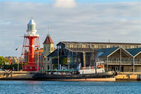 Historic Port Adelaide Lighthouse Viewed Across The Port River