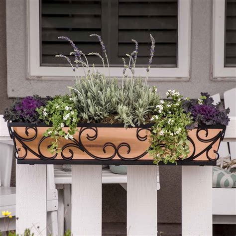 The adjustable deck rail brackets simply bolt to your existing window box brackets for an easy installation over a 2 x 4 or 2 x 6 wood railing. Decorative Window Boxes - Decora Wrought Iron Flower Boxes ...
