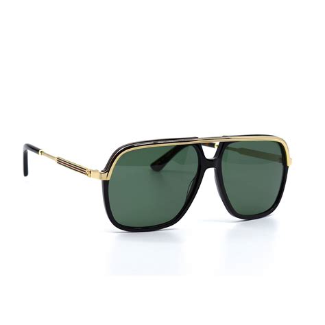 gucci gucci gg0200s 001 black gold green authentic sunglasses grailed