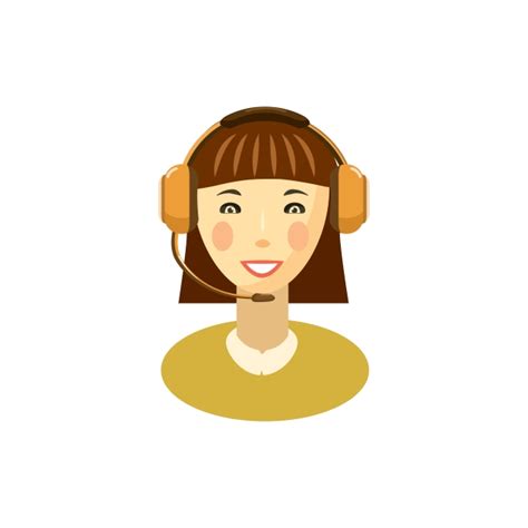 Gambar Operator Dukungan Pelanggan Wanita Dengan Ikon Headset Ikon