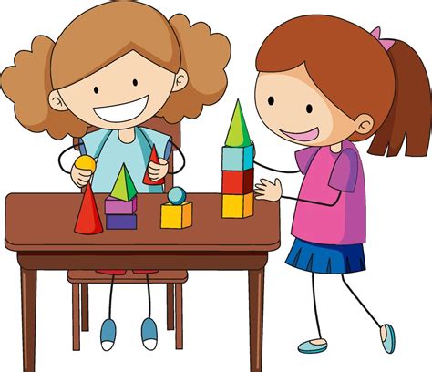 A Doodle Kid Playing Toy On The Table Cartoon Character Isolated