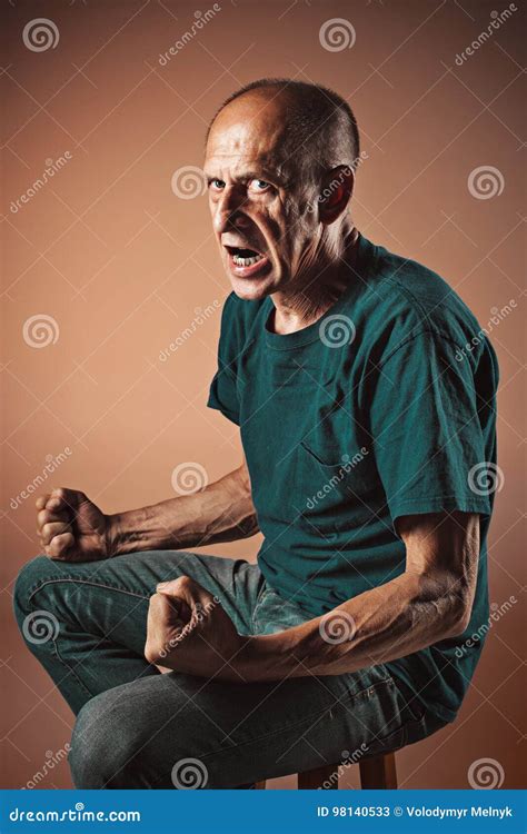 Screaming Senior Man Stock Image Image Of Cleancut Furious 98140533