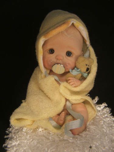 Mini Collectable Ooak Polymer Clay Baby Art Doll Sculpt W Scale By