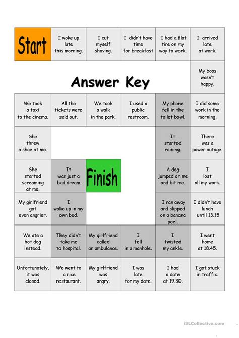 Board Game A Terrible Day Simple Past Worksheet Free Esl