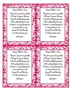 Fingerprint Poem for Mother's Day by Miss Irvine's Class | TpT