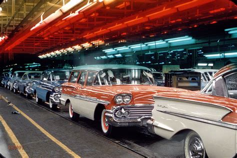 October 1957 Assembly Line With 1958 Chevrolets 35mm Kodachrome By