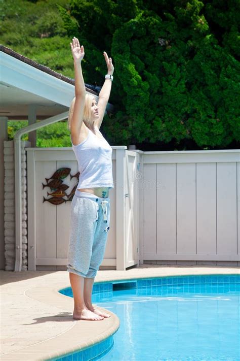Woman S Standing Near The Swimming Pool Stock Image Image Of Pleasure