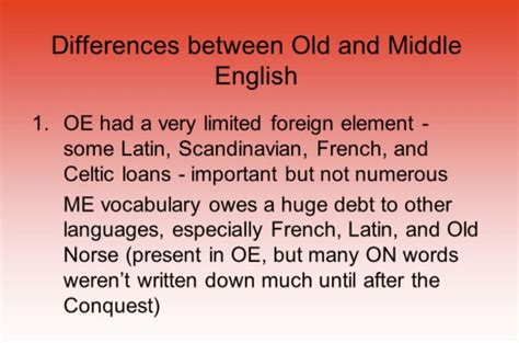 Difference Between Old English And Middle English With Table