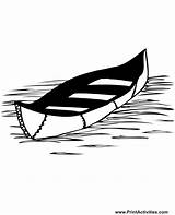 Canoe Coloring Boat Lake Water Canoes Fun sketch template