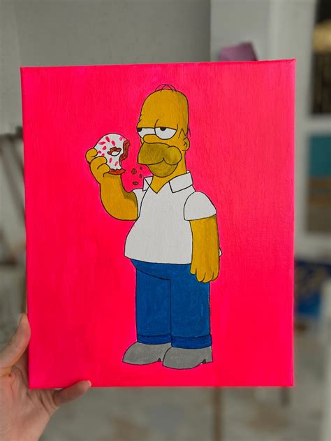 Acrylic Painting Cartoon Homer Simpson Painting With Acrylic Etsy