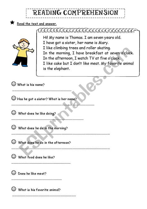 ~ you are given two minutes to prepare your responses. Reading comprehension: Answer questions - ESL worksheet by ...