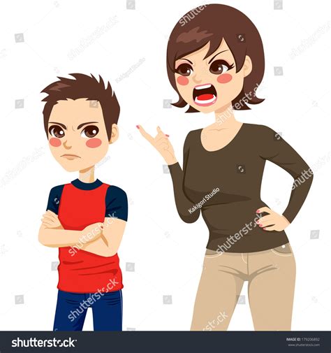 Illustration Upset Young Mother Scolding Teenager Stock Vector Royalty