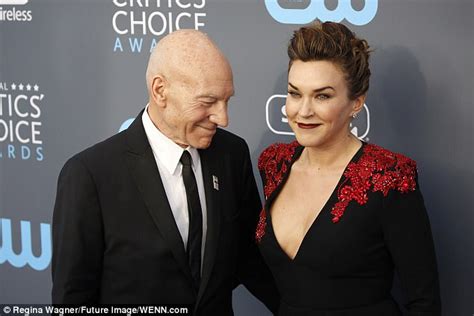 Patrick Stewart 77 Stares At 39 Year Old Wife Cleavage Daily Mail
