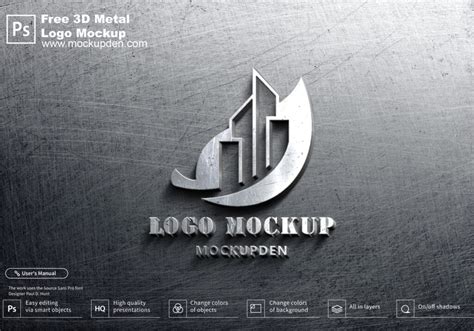 metal logo mockup psd template mockup den