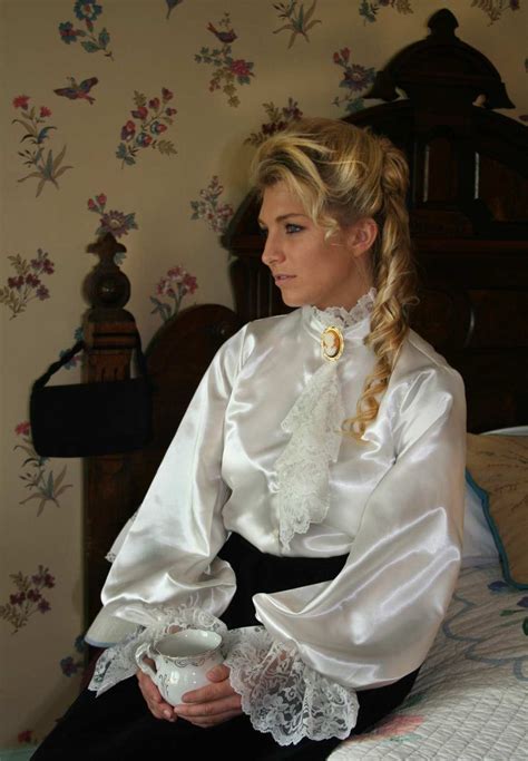 Bow Blouse Blouse And Skirt Mode Latex Satin Bluse Victorian Blouse