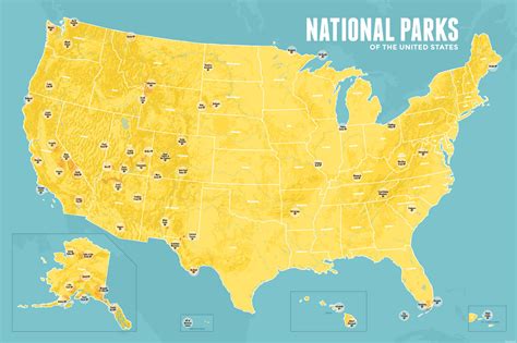 National Park Collector Pins Map 24x36 Poster Best Maps Ever