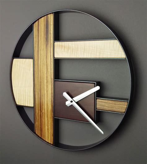 Modern Wall Clock Zebrawood Figured Maple Wall Art Decor Minimalist