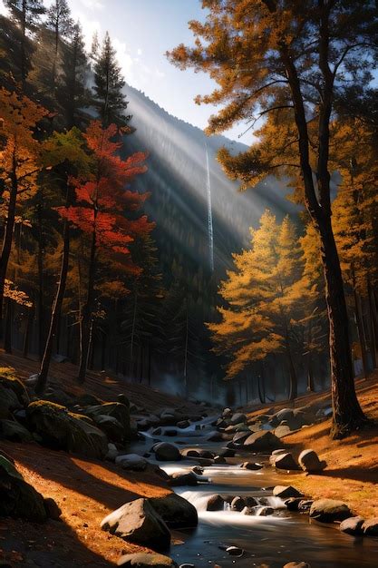 Premium Ai Image Photo Of The Autumn Mountain Forest Forest River