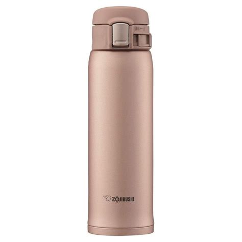 Thermos Stainless Steel Water Bottle In Rose Gold Is Shown On A White