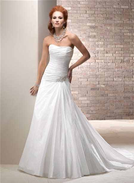Civil Simple A Line Strapless Taffeta Wedding Dress With ...