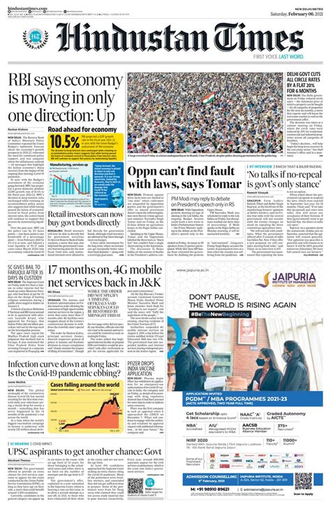 Hindustan Times Delhi February 06 2021 Newspaper