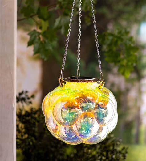 Hanging Bubbles Solar Iridescent Glass Light With 16 Hanging Chain