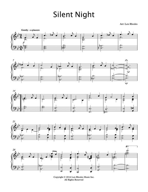Silent Night - a contemporary piano solo – Len Rhodes Music Inc.