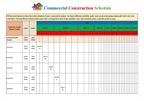 10 Commercial Construction Schedule Template Room