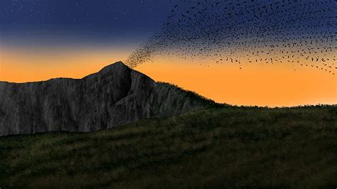 Digital Painting Landscape Nature Bats Cave Hd Wallpaper