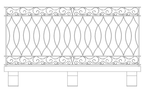 Staircase Hand Railing Detail 2d View Layout Elevation Cad Blocks Dwg