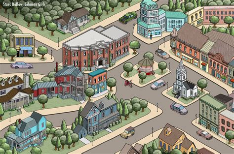 Or say beetlejuice beetlejuice beetlejuice and we'll just appear. An illustrated map of Stars Hollow : GilmoreGirls