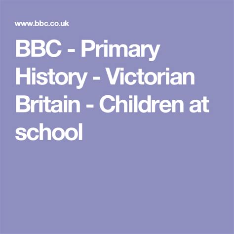 Bbc Primary History Victorian Britain Children At School