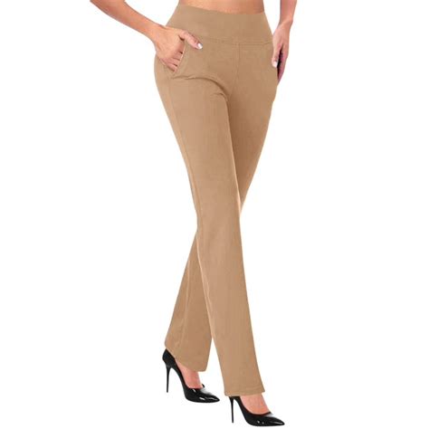 Dress Pants For Women Stretch High Waist Straight Leg Pull On Work Pant Casual Solid Lounge