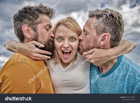 Girl Hugs Two Guys Love Triangle库存照片1515720887 Shutterstock