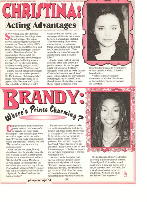 Christina Ricci Brandy Teen Magazine Pinup Clipping Acting Advatages Teen Stars Forever Pinups