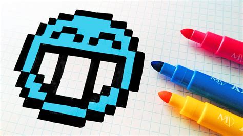 Handmade Pixel Art How To Draw A Blue Emoji Pixelart