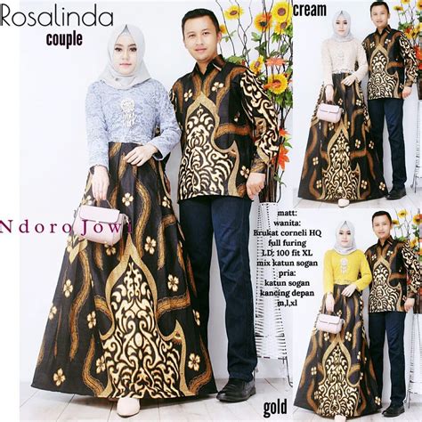 Salah satu inovasi ini adalah dengan membuat gamis couple berbahan brokat. Batik Couple Gamis Brokat Rosalinda Cream | Pakaian wanita ...