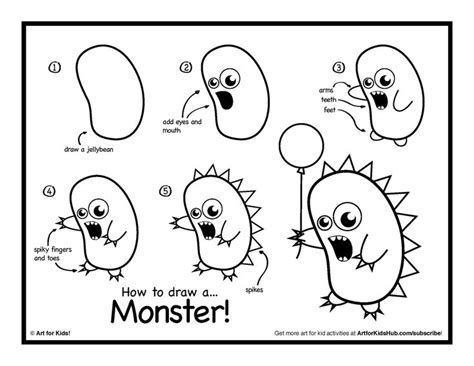 Cute and easy doodles are all the rage. How To Draw A Monster! - Art for Kids! | Kindergarten ...