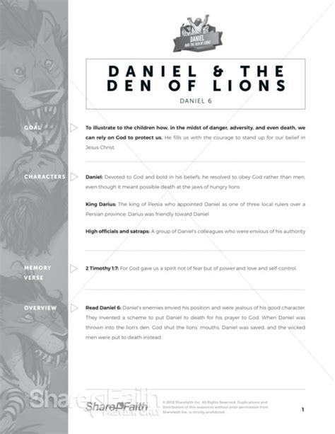 Daniel And The Den Of Lions Curriculum