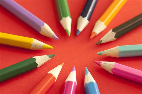 Free Stock Photo 12162 Colored Pencils Pointing Toward Each Other
