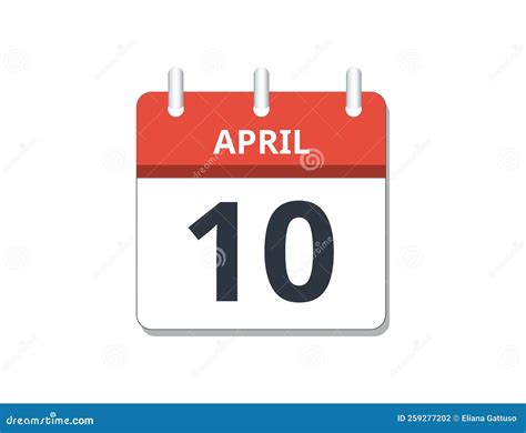 April 10th Calendar Icon Vector Concept Of Schedule Business And
