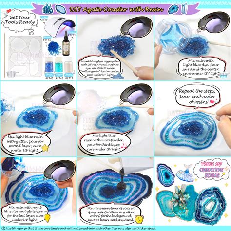 Geode Agate Coaster Silicone Resin Molds 5 Count 11 Shapes Assortment
