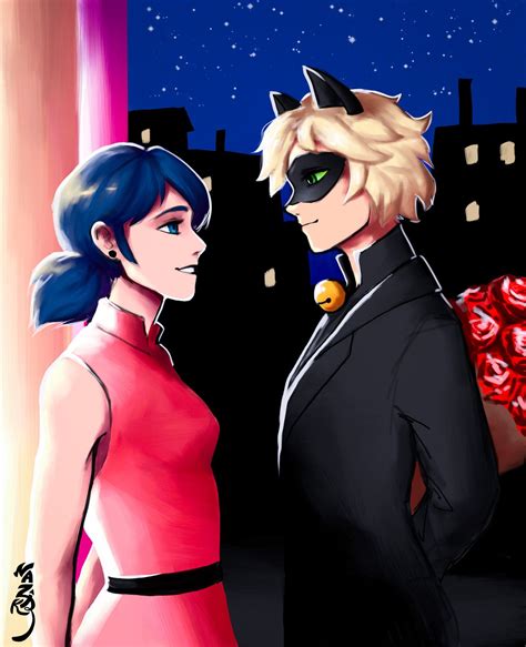 marinette and cat noir on their romantic date from miraculous ladybug and cat noir miraculous