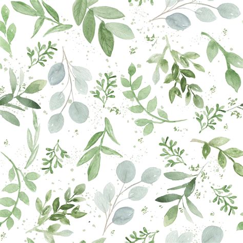 Watercolor Eucalyptus Fabric By The Yard Quilting Cotton Etsy