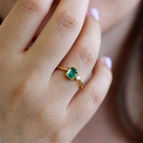 Diamond hedge has the best engagement ring comparison tool in order to find the perfect engagement ring. Emerald Engagement Ring with A Small Diamond - Asymmetric ...
