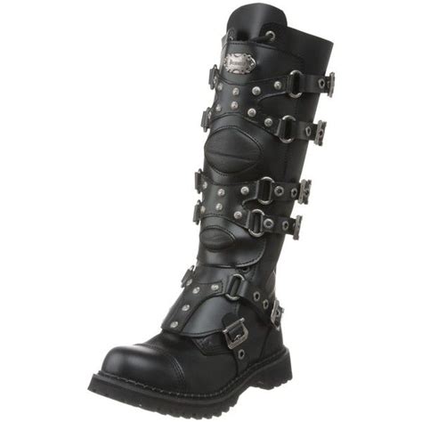 demonia gravel 22 in black leather with 1 1 4 heels and 6 buckle knee 260 liked on
