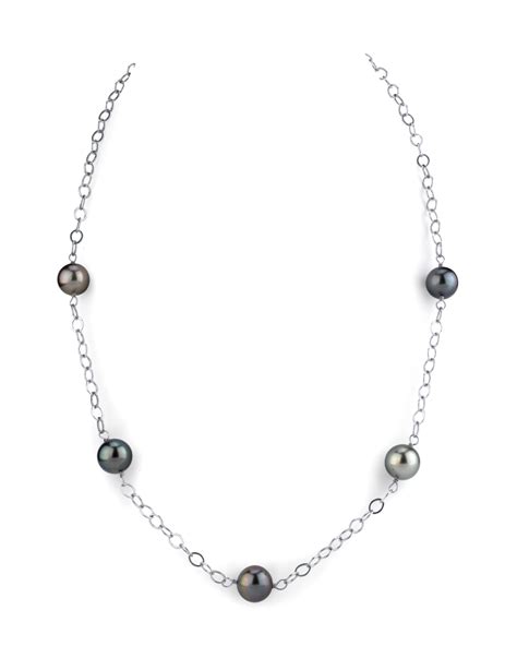 9 10mm Tahitian South Sea Multicolor Pearl Tincup Necklace