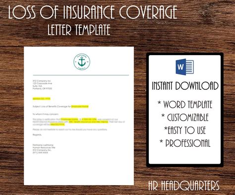 Benefits Loss Of Coverage Letter Customizable Template For HR Etsy