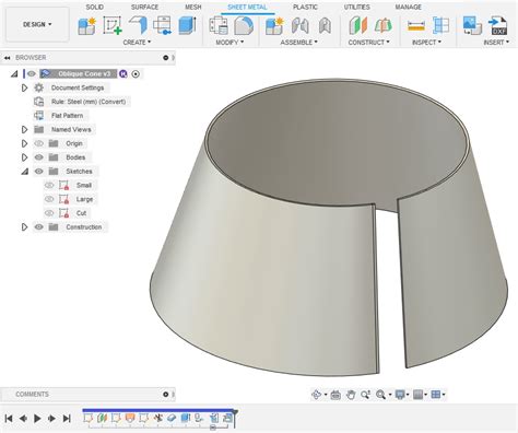 Solved Sheet Metal Oblique Cone Autodesk Community